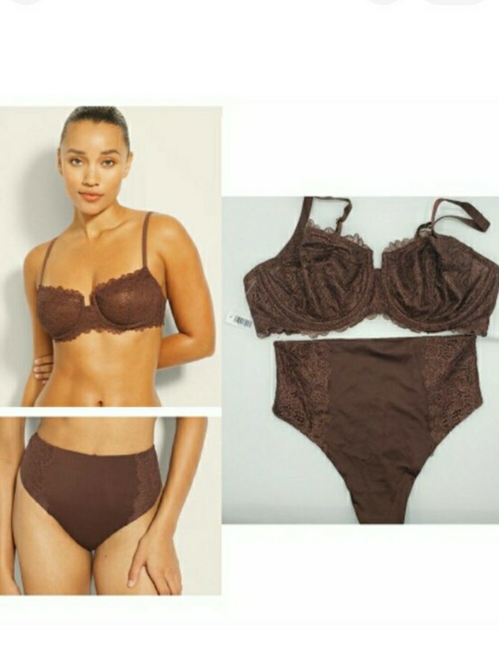 Soma Balconette Bra Thong Panty With Lace
